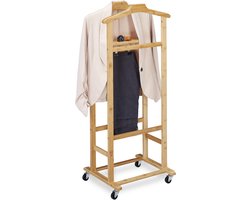 dressboy bamboe - op wielen - met 2 knijpers - 107 x 47 x 37 cm - slaapkamer