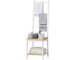 Dressboy Juuka bamboe 133x40x42 cm wit en houtkleurig