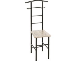Dressboy – Mat zwart staal met eikendecor MDF zitting – Moderne kledingstoel