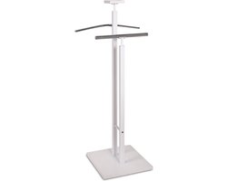 Dressboy – Metaal en MDF – Verchroomde beugels en witte kledinghouder – 33 cm breed, 33 cm diep, 109 cm hoog