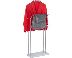 dressboy vrijstaand - 110 x 46 x 19 cm - staal - hout - slaapkamer - zilver-bruin