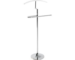 Dressboy – Wit en chroom met hout – Met colberthanger en broekhouder – 45 cm breed, 23 cm diep, 108 cm hoog