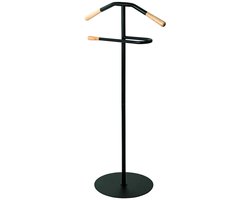 Dressboy – Zwart gepoedercoat staal en massief hout – Robuuste basis – 50 cm breed, 34 cm diep, 105 cm hoog