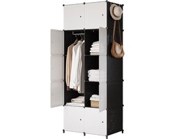 Dressing Kasten - Kledingkast - Kledingkasten Slaapkamer - Organizer - Wit met Zwart