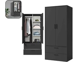 Dressing Kasten - Kledingkast - Kledingkasten Slaapkamer - Organizer -Zwart