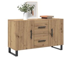 Dressoir 100x36x60 cm bewerkt hout artisanaal eikenkleurig