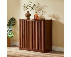 Dressoir - 120x40x76 cm - Modern met Verticale Lijnen - Verstelbare Planken - Hout - Bruin
