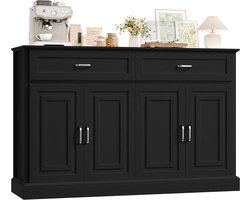 Dressoir, 140 cm Breed, Keukenkast met Werkblad, Keukenbuffet, Buffetkast, Keukeneiland, Koffiebar, Meubel, Commode met Deuren voor Woonkamer, Keuken, Eetkamer, 140 x 39,5 x 92,5 cm, zwart
