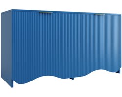 Dressoir (140×40×85cm), buffetkast, kasten, eetkamer woonkamer opbergkasten, vrijstaande kasten, keukenmeubilair, golfpatroonontwerp, blauw