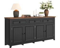 Dressoir - 160 x 35 x 76 cm - Opbergruimte met Deuren - Modern Ontwerp - Houtmateriaal