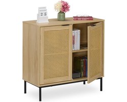dressoir - 2 deuren - rotan look - smal - 80 cm breed - woonkamer