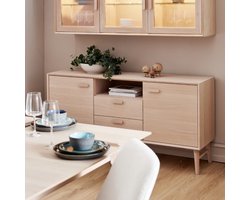Dressoir 3-Deurs Naturel - Eikenhout - 160x42x79cm - Dressoir Porto