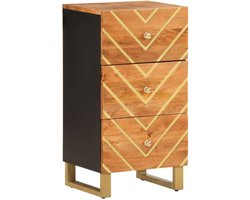 Dressoir 40x33,5x75 cm massief mangohout bruin en zwart