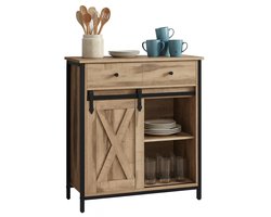 Dressoir - 70x80x30 cm - naturel-zwart - met opbergruimte