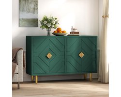 Dressoir 80 x 36 x 82 cm – Moderne Opbergkast met 2 Deuren en Geometrisch Reliëf – Houten Kast met Verstelbare Plank voor Woonkamer, Keuken en Hal – greon – Yesdeals