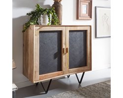 Dressoir 80x75x35cm massief houten stenen dressoirkast bruin dressoir met deuren