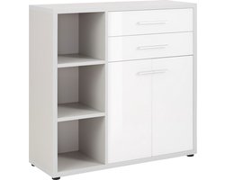 Dressoir Banco 110 cm hoog in platina grijs met wit
