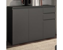 Dressoir Brest - 119x35x84cm - 3 deuren & 2 lades - antraciet - Emob - Dressoir - Antraciet - Melamine; Spaanplaat