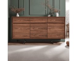 Dressoir Bruin 155cm - Soft-Closing - Hout & Metaal - Dressoir Kast Tokyo