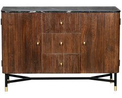 Dressoir Bruin met Marmer - Mangohout - 3 Lades - 2 Deuren - Japandi - Giga Meubel
