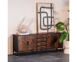 Dressoir Bruin Visgraat - Mangohout - Kast Isa Groot - Giga Meubel