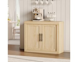 Dressoir - Buffetkast - 90 cm Breed - Mid-Century Modern - Met 2 Deuren - Houtlook - Voor Woonkamer, Keuken & Hal