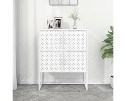 Dressoir, buffetkast, keukenbuffet, eetkamerkast, lockerkast, opbergkast, geschikt voor keuken, woonkamer, eetkamer, kantoor, wit, 80 x 35 x 100 cm, staal