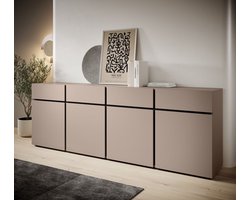 Dressoir Cain - Beige - Zwart - 225 cm
