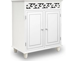 Dressoir Jersey – 2 Deuren 2 planken kast 76x65x35cm - Landhuisstijl Wit