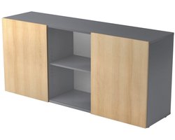 Dressoir KAPA 1780 met schuifdeuren grafiet/eik