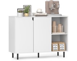 Dressoir Kast met 2 Deuren en 4 Vakken 106x38x80 cm – Buffetkast Keukenkast met Verstelbare Planken, Modern Opbergkast voor Keuken, Woonkamer en Hal – Urbanhome