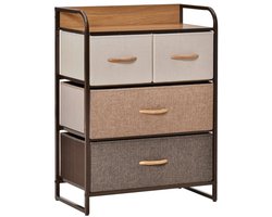 Dressoir - Kast Met 4 Laden - Linnenopbergkast Met Metalen Frame - Voor Slaapkamer En Woonkamer