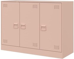 Dressoir Kast - Opbergkast Bijzetkast - Opbergen van spullen - Koudgewalst stalen frame - 99x39x73 cm - Roze