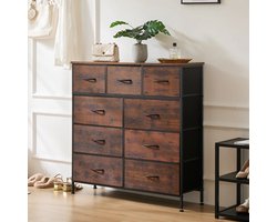 Dressoir - Kast - Opbergkast - Bruin - 9 stoffen lades - Kledingkast Dressoir bruin - 30x100x101cm