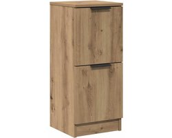 Dressoir Kastje 30x30x70 cm Gesneden Hout Eiken Kleur Opbergkast