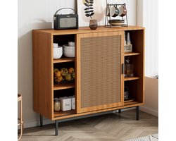 Dressoir keukenkast - ladekast - opbergkast met 2 schuifdeuren en verstelbare plank - bijzetkast in landelijke - 100x37x90 cm