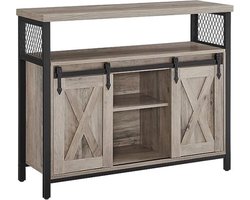 Dressoir Keukenkast opbergkast met 2 schuifdeuren 33 x 100 x 80 cm verstelbare planken Landkamer Living Room Grijs Zwart LSC092B02
