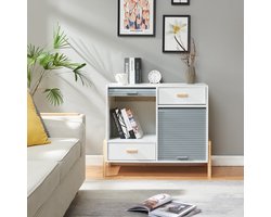 Dressoir Kvaefjord wit grijs en naturel 72x80x40 cm [en.casa]