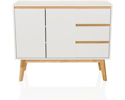 Dressoir / ladekast TAROLO I 97x34x80 cm 3 laden 2 deuren wit hjh LIVING