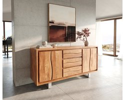 Dressoir Live-Edge acacia natuur 172 cm 4 deuren 3 laden boomrand dressoir