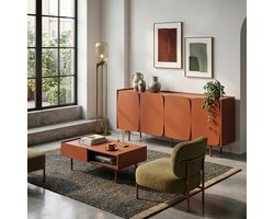 Dressoir Loren - Steenrood MDF - Organische Deuren - Greeploos