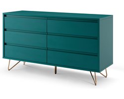 Dressoir Lucy Blauw - MDF - Breedte 120 cm - Hoogte 70 cm - Diepte 40 cm - Met lades - Zonder deuren