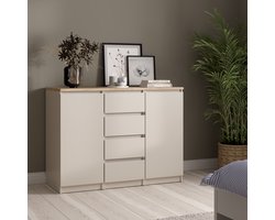 Dressoir Luna Greige/Hout - Eiken/Hout - Naturel/Taupe Plaatmateriaal / Folie 120.8000x90.7000cm (BxH)