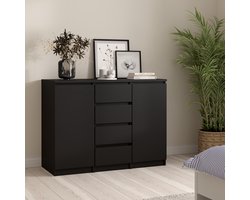 Dressoir Luna - Minimalistische Wandkast - 4 Lades & 2 Deuren - Greeploos