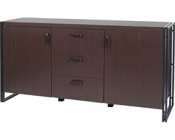 Dressoir MCW-A27, ladekast, kast, 3D structuur 2 opbergvakken 80x160x40cm MVG-gecertificeerd MDF metaal ~ donkerbruin