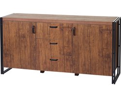 Dressoir MCW-A27, ladekast, kast, 3D structuur 2 opbergvakken 80x160x40cm MVG-gecertificeerd MDF metaal ~ wild eiken look