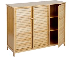 Dressoir MCW-B18, ladekast highboard, 3 deuren bamboe 81x97x34cm