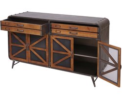 Dressoir MCW-F91, ladekast, hoge kast, industrieel dennenhout en metaal 80x126x38cm, bruin-zwart