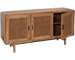 Dressoir MCW-M47, ladekast highboard dressoir, opbergvakken, rotan acacia massief hout gebeitst 82x160x45cm 38kg