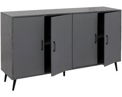 Dressoir MCW-N89, ladekast highboard dressoir, 3D design melamine hout, 88x150x40cm ~ marmer look grijs